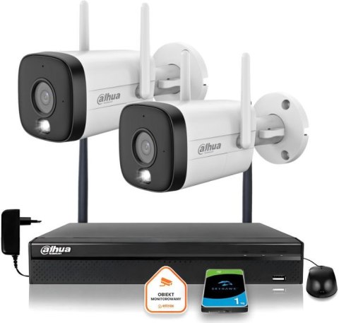 Zestaw monitoringu IP Dahua 2 Kamery WI-FI 3MPxsmart podwójne oświetlenie LED IR do 30m