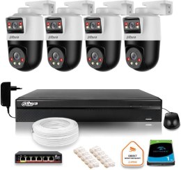 Zestaw monitoringu IP Dahua 4 kamery obrotowe 2MP+2MP z dyskiem 1TB