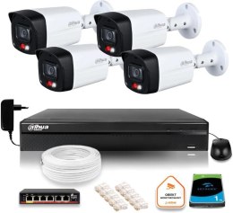 Zestaw monitoringu IP Dahua 2MPx 4 Kamery zewnętrzne Smart Dual Light IR LED 30m