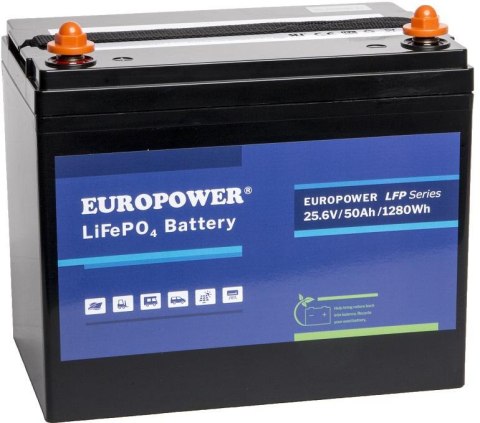 Akumulator LiFePO4 EUROPOWER serii LFP 25,6V 50Ah Bluetooth (Żywotność ~2000 cykli)