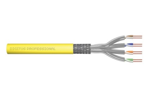 Kabel teleinformatyczny instalacyjny kat.7A, S/FTP, B2ca, drut, AWG 22/1, LSOH, 500m, szpula Żółty Kabel teleinformatyczny instalacyjny kat.7A, S/FTP, B2ca, drut, AWG 22/1, LSOH, 500m, szpula Żółty