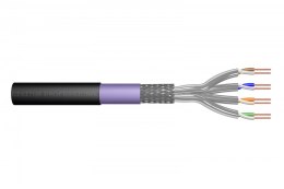 Kabel teleinformatyczny instalacyjny zewnętrzny kat.7, S/FTP, Eca, drut, AWG 23/1, PE, 1000m, czarny, szpula