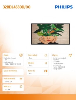 Monitor 32BDL4550D 32 cali Public Display 24/7