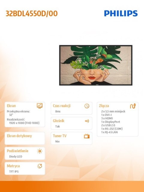 Monitor 32BDL4550D 32 cali Public Display 24/7