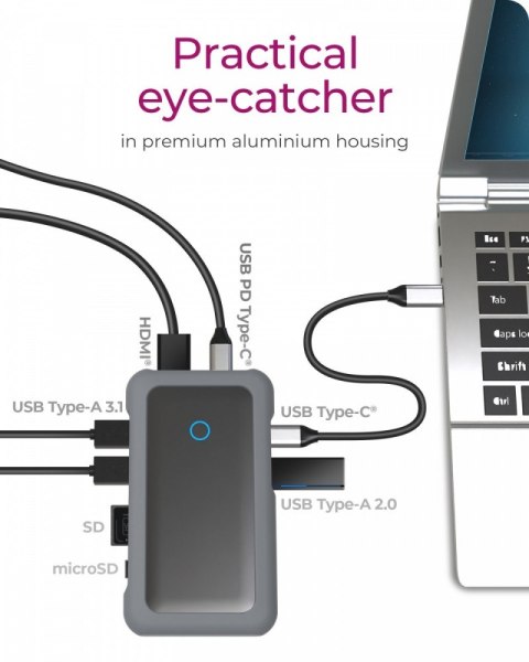 Stacja dokująca IB-DK2108M-C PD 100W, USB-C,8w1, NVMe