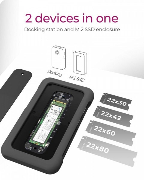 Stacja dokująca IB-DK2108M-C PD 100W, USB-C,8w1, NVMe