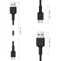 CB-CA2 OEM kabel USB-C - USB-A 2m 60W PD 3A 20V FCP AFC nylonowy oplot czarny