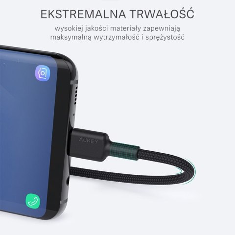 CB-CA1 OEM kabel USB-C - USB-A 1m 60W PD 3A 20V FCP AFC nylonowy oplot czarny