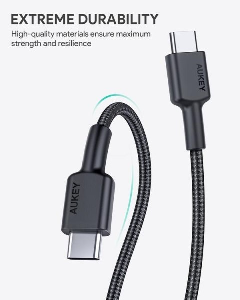 CB-CC3 OEM kabel USB-C - USB-C 3m 60W PD 20V nylonowy oplot czarny