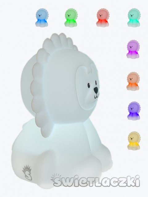 Lampka nocna silikonowa z pilotem zmieniająca kolory Świetlaczek Lewcio Leoś