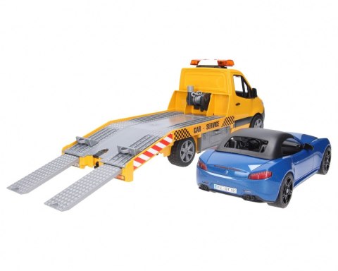 Pojazd Mercedes Sprinter laweta pomocy drogowej z modułem świetlno-dźwiękowym