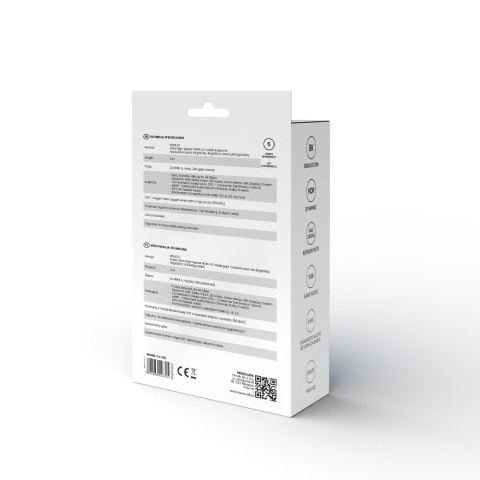Kabel HDMI (M) v2.1, kątowy, 3m, 8K, miedź, niebiesko-czarny, złote końcówki, ethernet/3D, CL-148 Kabel HDMI (M) v2.1, kątowy, 3m, 8K, miedź, niebiesko-czarny, złote końcówki, ethernet/3D, CL-148