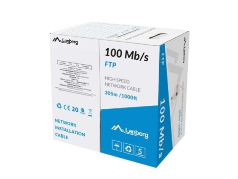 Kabel LAN FTP 100Mb/s 305m linka cca szary Kabel LAN FTP 100Mb/s 305m linka cca szary
