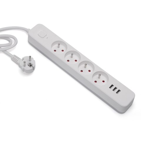Listwa zasilająca przeciwprzepięciowa 4 gniazda z 3xUSB-A, Fast Charge, 1,5m, LZ-12 Listwa zasilająca przeciwprzepięciowa 4 gniazda z 3xUSB-A, Fast Charge, 1,5m, LZ-12