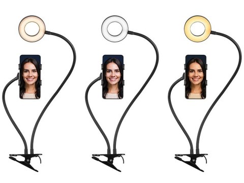 Lampa Ring 8.5 cm 48LED z uchwytem na telefon