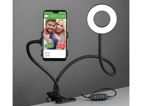 Lampa Ring 8.5 cm 48LED z uchwytem na telefon