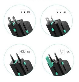 PA-TA06 uniwersalny podróżny adapter sieciowy 1xUSB-C PowerDelivery + 1xUSB-A Quick Charge | pasuje w ponad 150 krajach