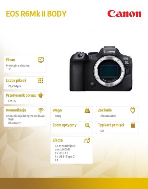 Aparat bezlusterkowy EOS R6 Mark II Body 5666C004 Aparat bezlusterkowy EOS R6 Mark II Body 5666C004