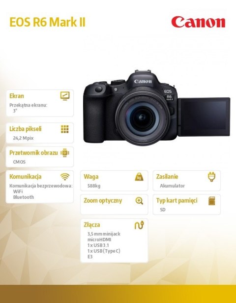 Aparat bezlusterkowy EOS R6 Mark II V5+RF24-105 STM 5666C020 Aparat bezlusterkowy EOS R6 Mark II V5+RF24-105 STM 5666C020