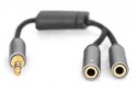 Kabel adapter headset Mini Jack 3,5mm/2x 3,5mm Mini Jack M/Ż nylon 0,2m