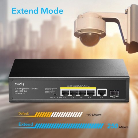 Przełącznik GS1005PTS1 5xGE PoE+ 1xSFP 120W Przełącznik GS1005PTS1 5xGE PoE+ 1xSFP 120W