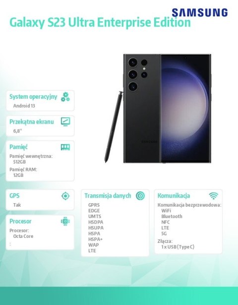 Smartfon Galaxy S23 ULTRA 5G (12+512GB) Enterprise Editon Czarny