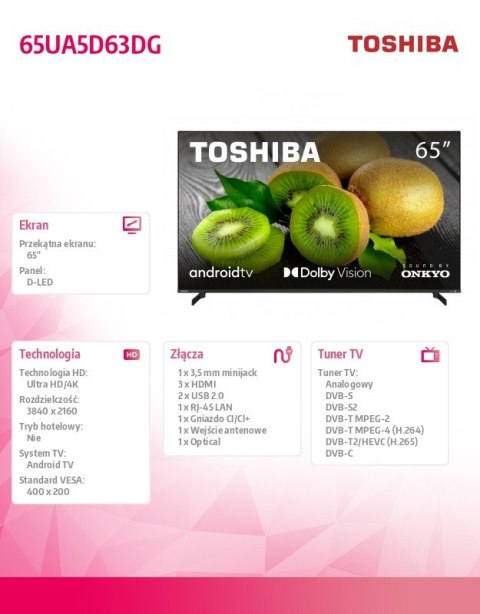 Telewizor LED 65 cali 65UA5D63DG Telewizor LED 65 cali 65UA5D63DG