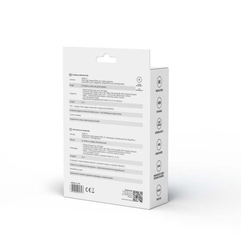 Kabel HDMI (M) v2.1, kątowy, 5m, 8K, miedź, niebiesko-czarny, złote końcówki, ethernet/3D, CL-175 Kabel HDMI (M) v2.1, kątowy, 5m, 8K, miedź, niebiesko-czarny, złote końcówki, ethernet/3D, CL-175