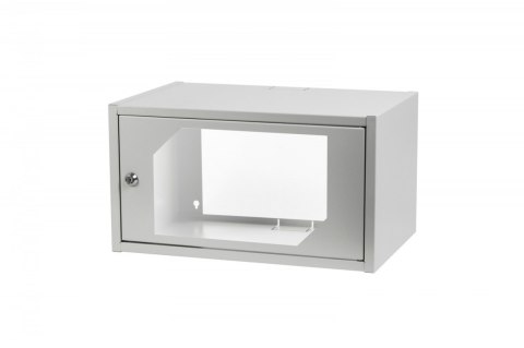 Szafa krosowa wisząca 19" 6U rack 550x350, drzwi szyba, niedzielona, złożona, nośność 30kg, szara