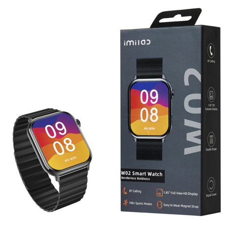 Smartwatch W02 1.85 cala 280 mAh Czarny