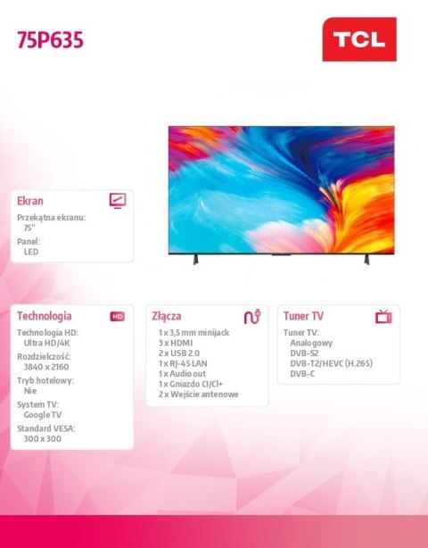 Telewizor LED 75 cali 75P635