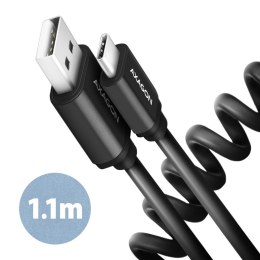BUCM-AM20TB Kabel Twister USB-C - USB-A, 1.1m, USB2.0 3A, ALU, czarny