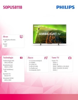 Telewizor LED 50 cali 50PUS8118/12