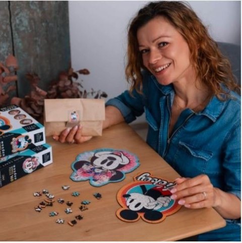 Puzzle 160 elementów drewniane konturowe Myszka Mickey