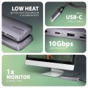 HMC-6GM2 Wieloportovy hub USB 6in1, 10Gbps, USB-A, USB-C, HDMI 4K/60Hz, M.2 NVMe/SATA, SD/microSD, PD 100W, 20cm USB-C kabel