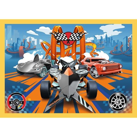 Puzzle 4w1 Hot Wheels pojazdy