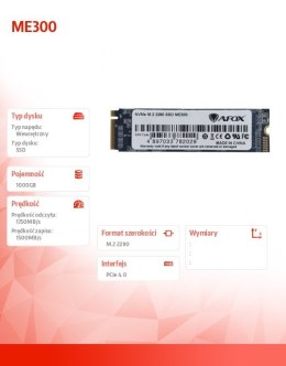 Dysk SSD ME300 M.2 PCI-Ex4 1TB TLC 3.5 / 2.6 GB/s NVMe