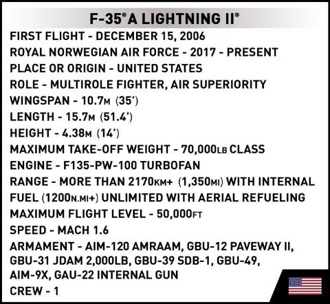 Klocki Armed Forces F-35A Lightning II Poland 580 klocków