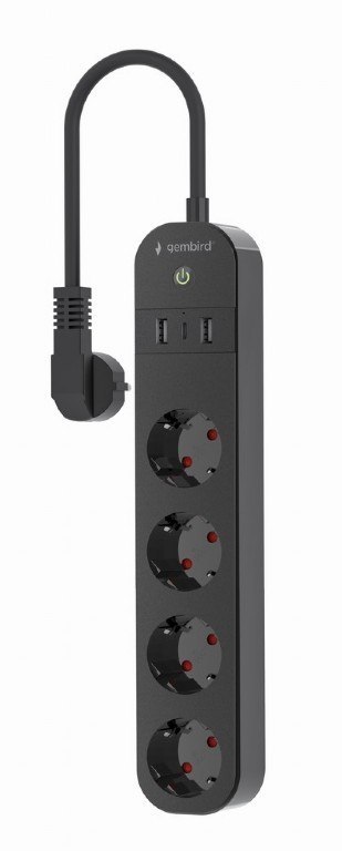 Inteligentna listwa Tuya 4xDE 2xUSB-A 1xUSB-C Czarna Inteligentna listwa Tuya 4xDE 2xUSB-A 1xUSB-C Czarna