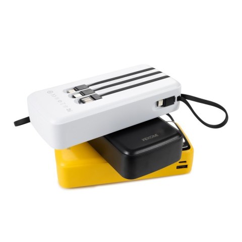 Powerbank 20000 mAh z wbudowanym kablem USB-C / Lightning / Micro USB + USB-A Żółty Powerbank 20000 mAh z wbudowanym kablem USB-C / Lightning / Micro USB + USB-A Żółty