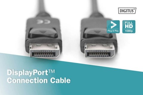 Kabel połączeniowy DisplayPort z zatrzaskami 1080p 60Hz FHD Typ DP/DP M/M czarny 2m Kabel połączeniowy DisplayPort z zatrzaskami 1080p 60Hz FHD Typ DP/DP M/M czarny 2m