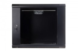 Szafa sieciowa wisząca 19 cali 9U rack 600x600, drzwi szyba, niedzielona, niezłożona, Czarna