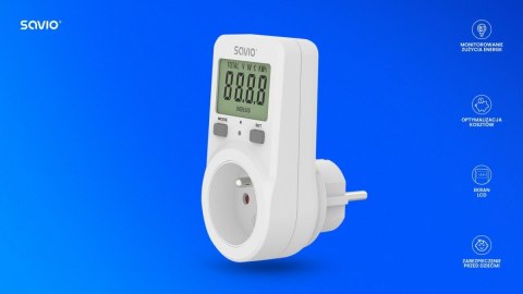 Watomierz z wyświetlaczem LCD, 16A, 3680W, AE-02 Watomierz z wyświetlaczem LCD, 16A, 3680W, AE-02