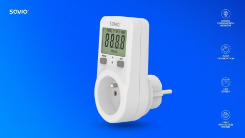Watomierz z wyświetlaczem LCD, 16A, 3680W, AE-02 Watomierz z wyświetlaczem LCD, 16A, 3680W, AE-02