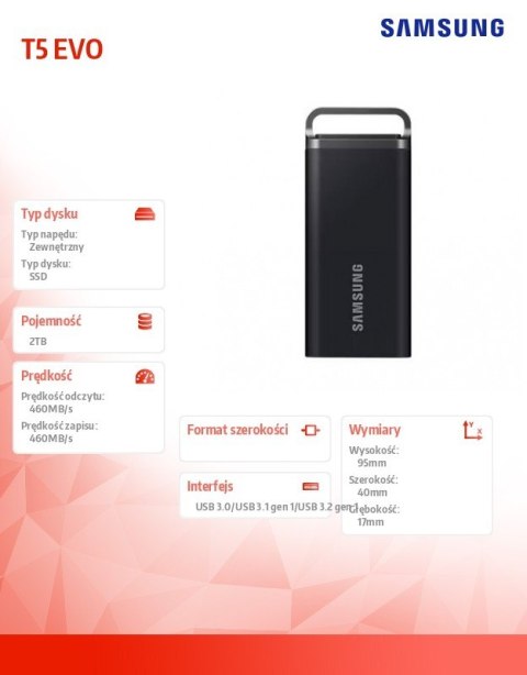 Dysk zewnętrzny SSD Portable T5 EVO 2TB USB3.2 GEN.1 czarny