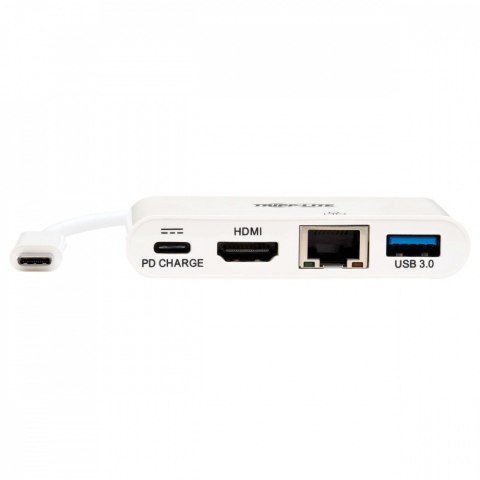 Wieloportowy adapter USB-C 4K HDMI, port USB-A, GbE, ładowanie PD 60 W, HDCP U444-06N-H4GU-C Biały