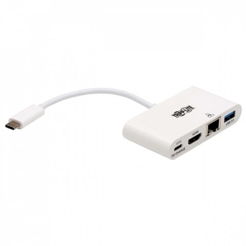 Wieloportowy adapter USB-C 4K HDMI, port USB-A, GbE, ładowanie PD 60 W, HDCP U444-06N-H4GU-C Biały