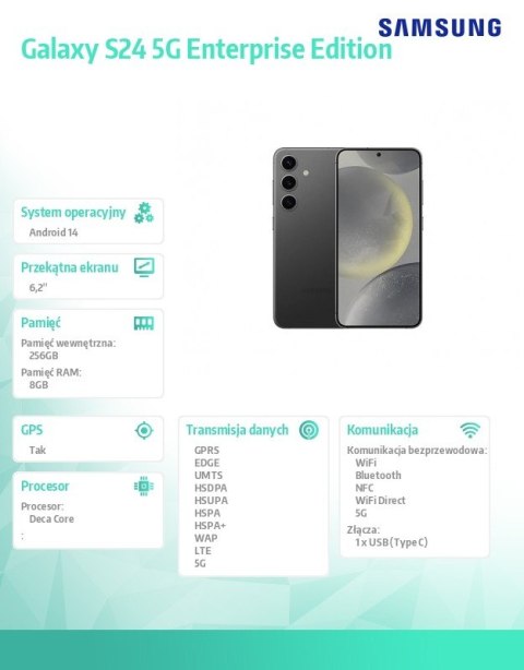 Smartfon Galaxy S24 5G 8/256GB Enterprise Edition czarny