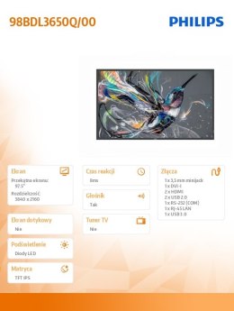 Monitor 98BDL3650Q 98 cali Public Display