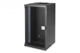 Szafa sieciowa wisząca 10 cali 12U, SOHO PRO 595 x 315 x 300 mm, nośność 60kg, drzwi szyba, niezłożona, Czarna